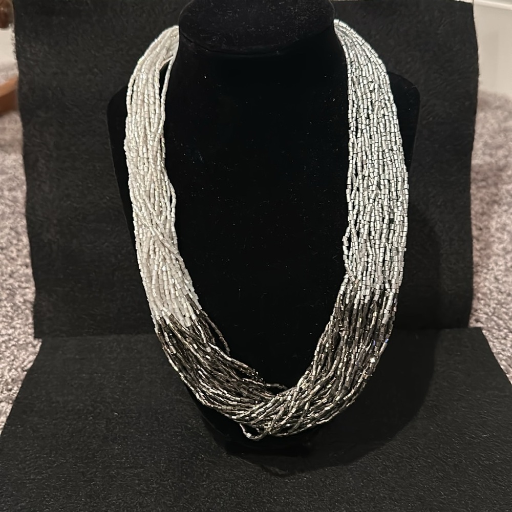 Natasha NWT beaded gray gunmetal hermatite multi strand necklace